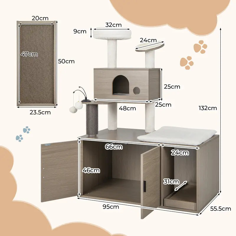 Cat Tree with Litter Box Enclosure