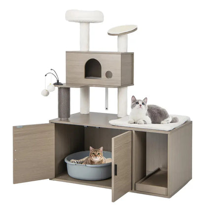 Cat Tree with Litter Box Enclosure