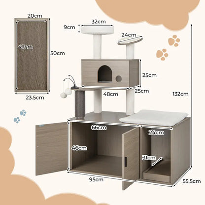 Cat Tree with Litter Box Enclosure