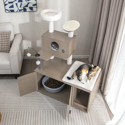 Cat Tree with Litter Box Enclosure